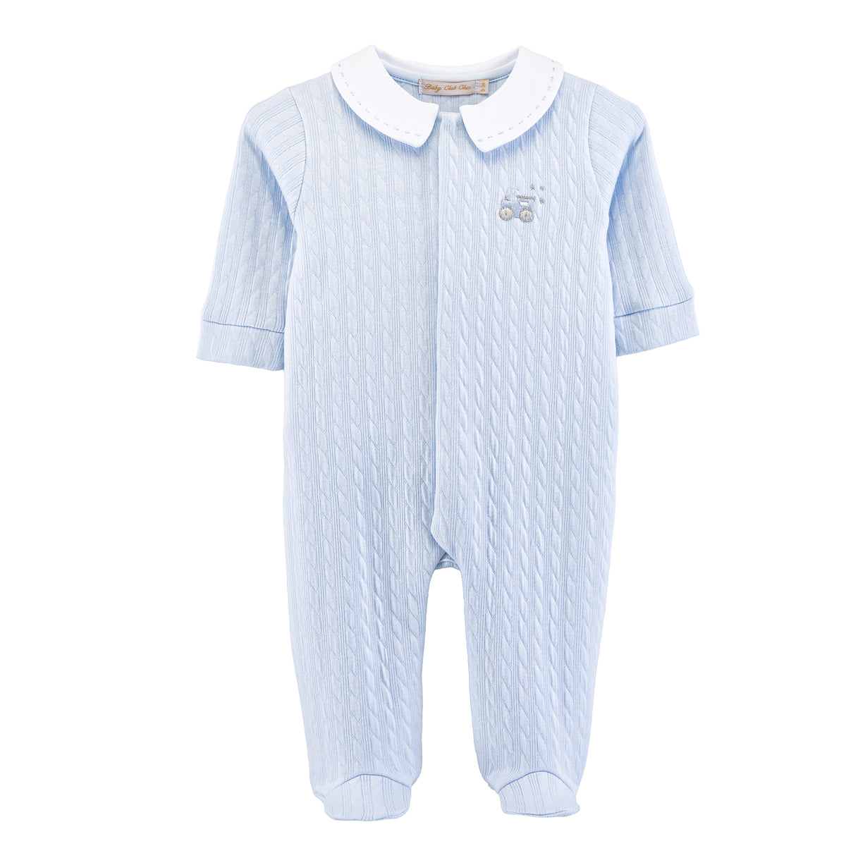 Little Train Pima Jacquard Footie With Embroidered Collar