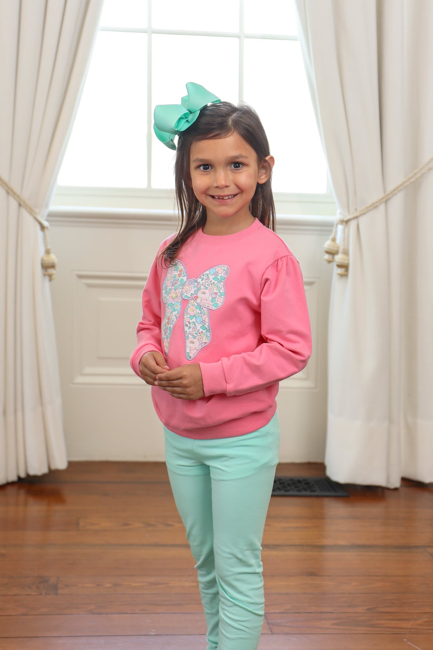 Bow Pink French Terry Pullover