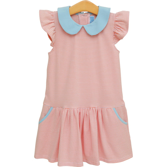 Genevieve Dress Coral Stripe / Blue