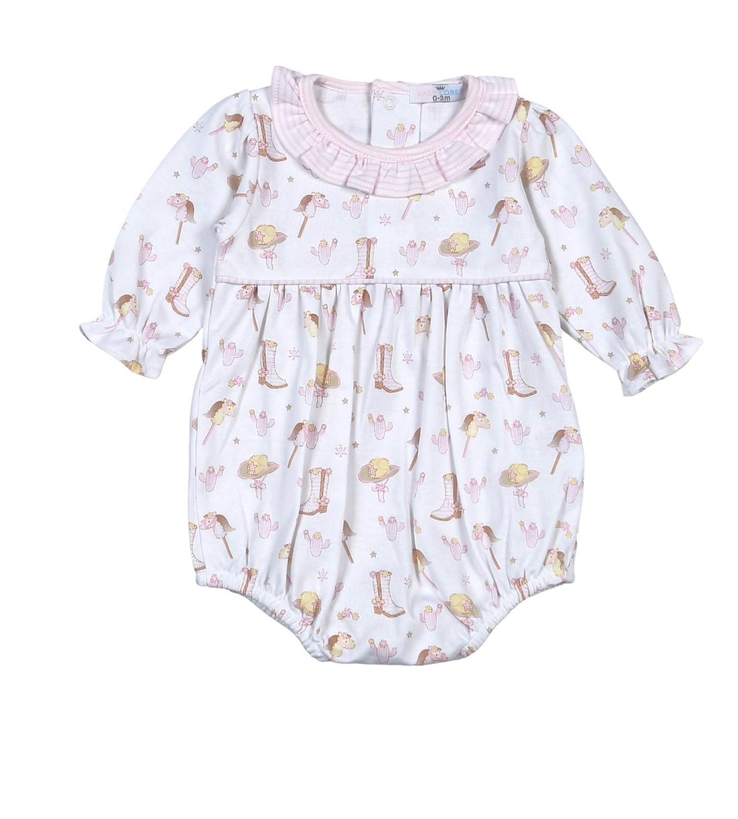 Howdy Baby Pima Ruffled Bubble