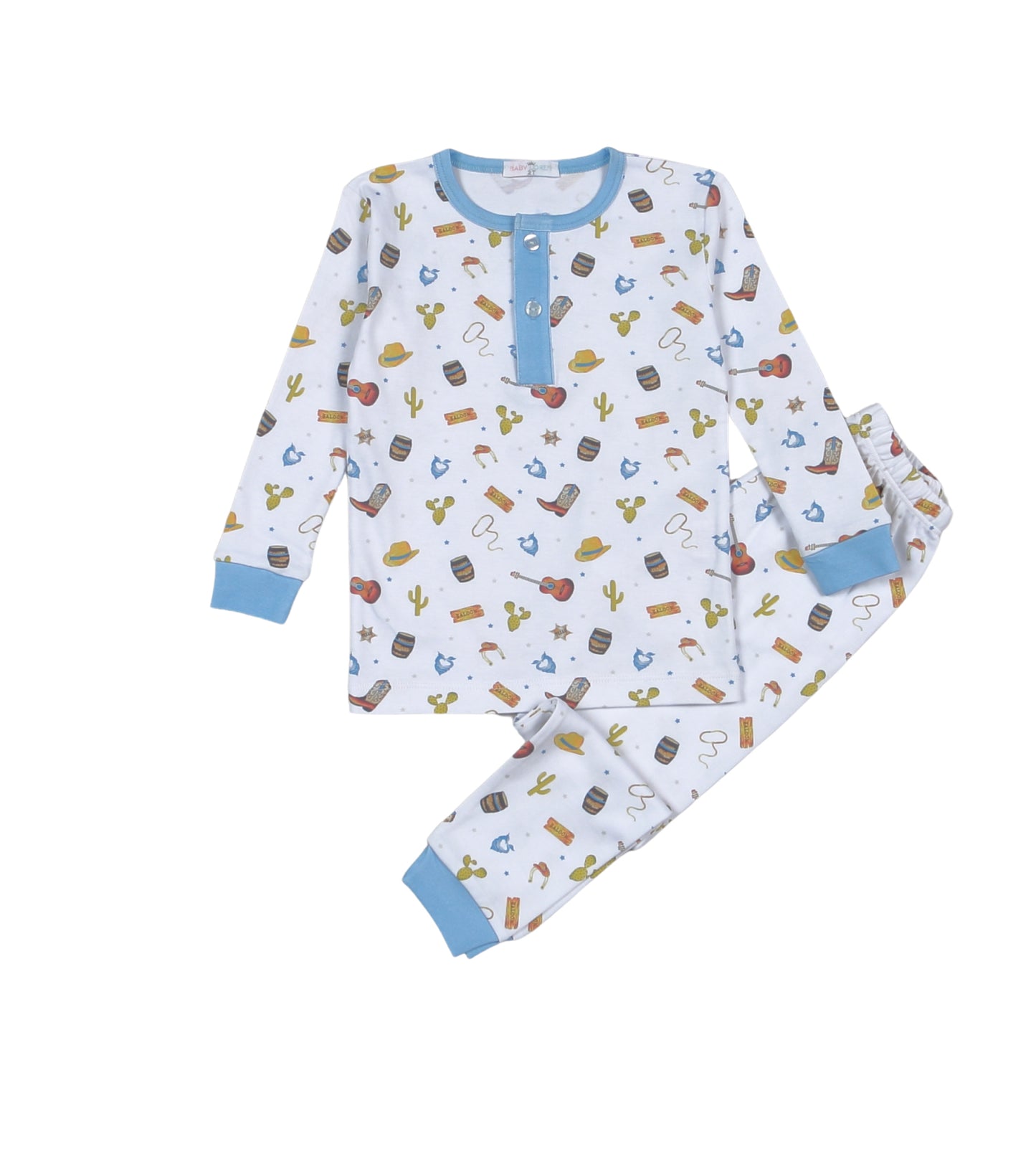 Blue Howdy Kids Long Sleeve Lounge Set