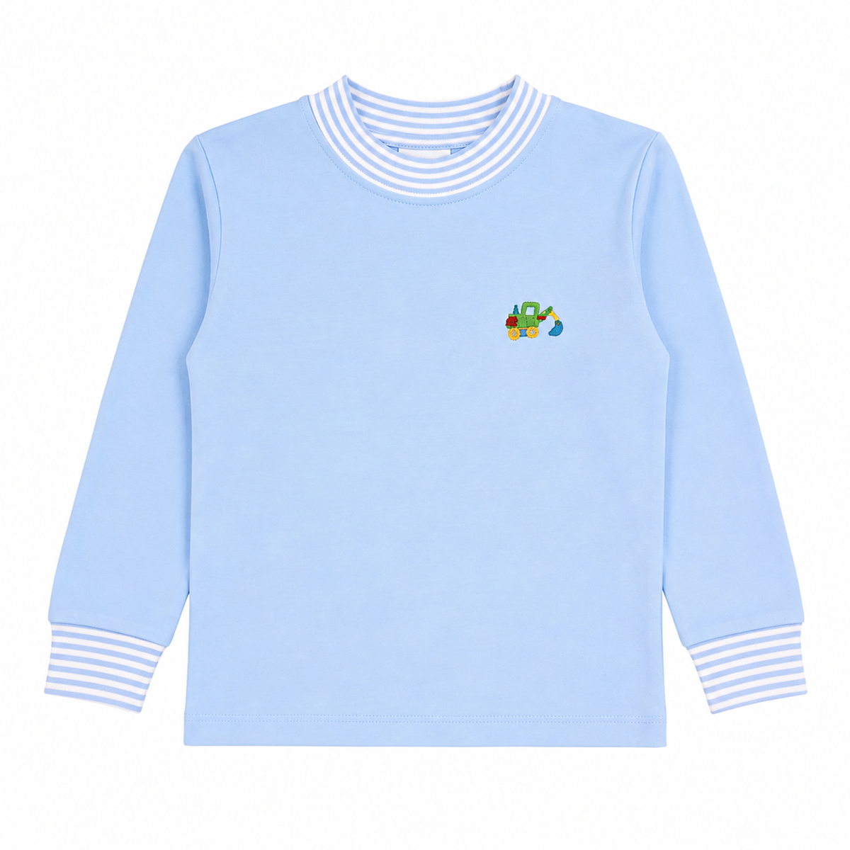 Mini Backhoe Blue Long Sleeve Cuffed Tee