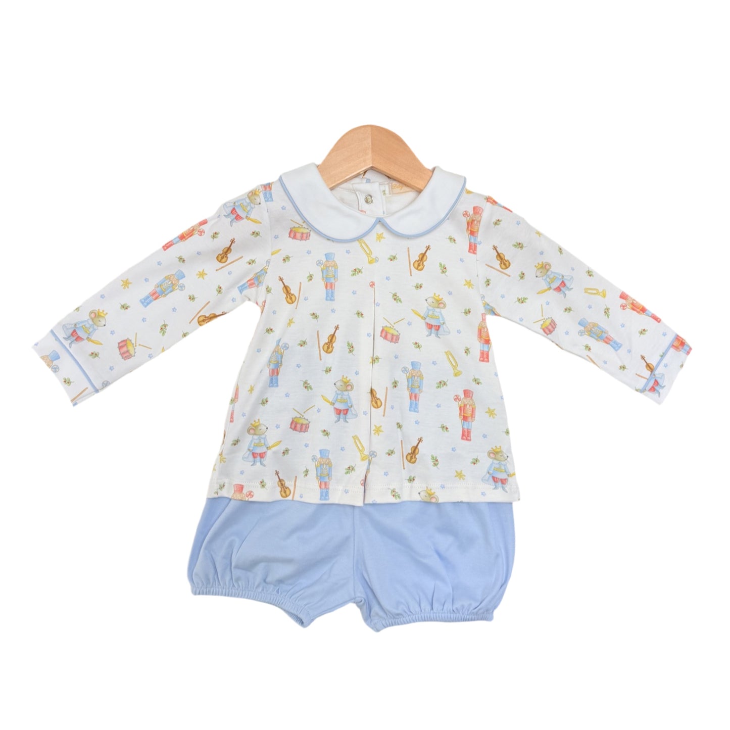Nutcracker Print Boy Top w/ Blue Bloomers