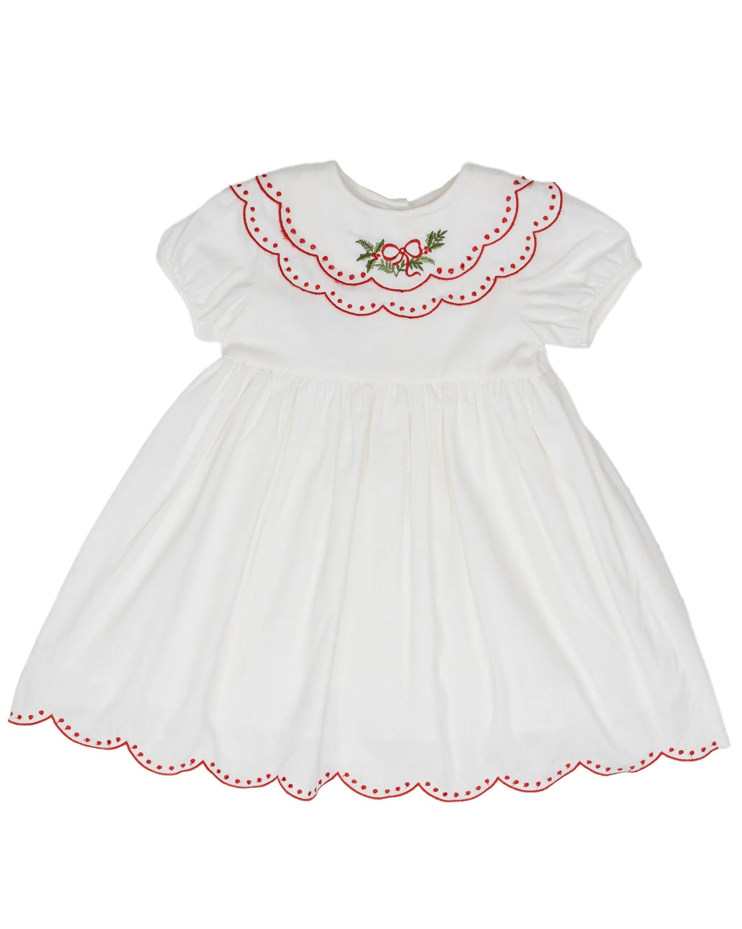 Collette White Holly Wreath Dress