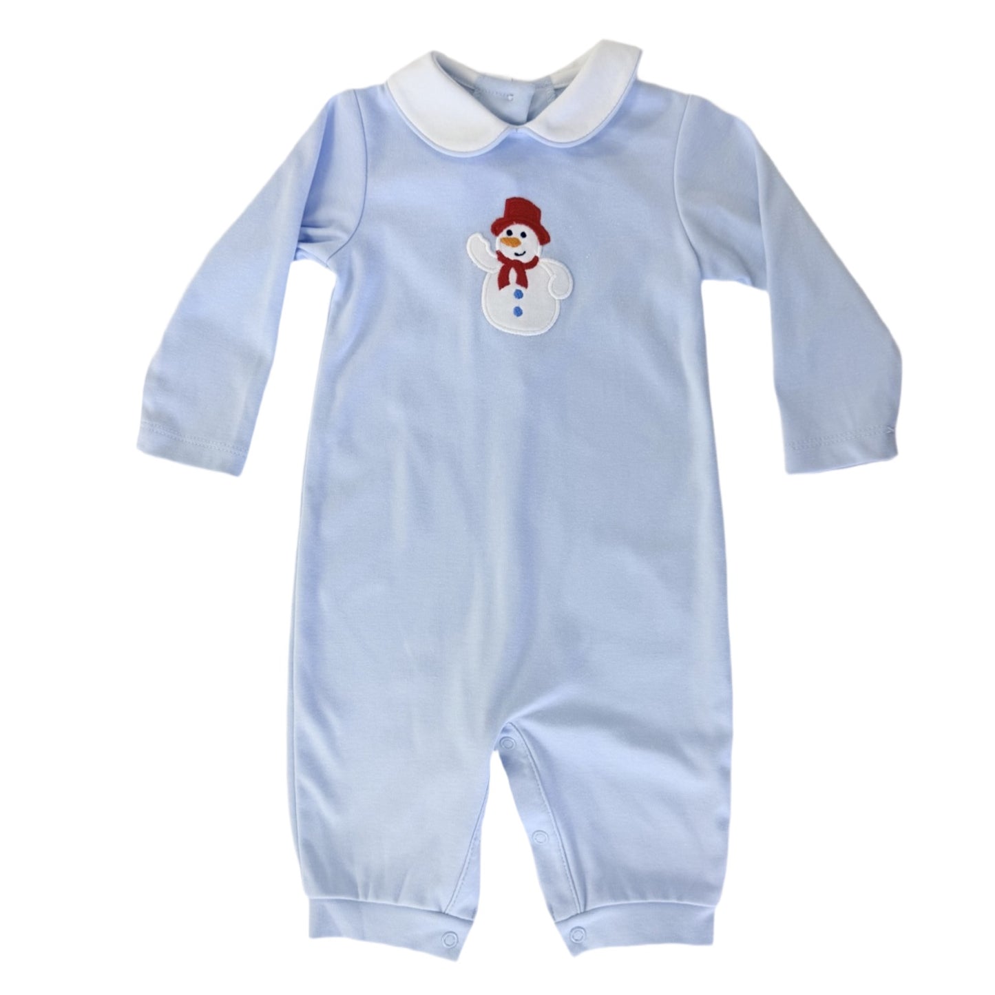 Blue Snowman Boy Romper