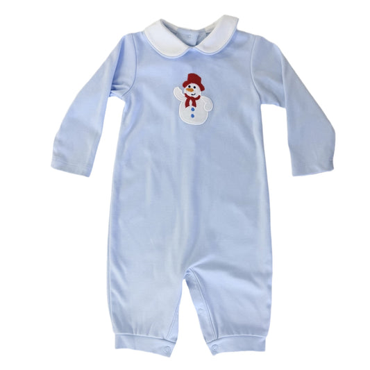Blue Snowman Boy Romper