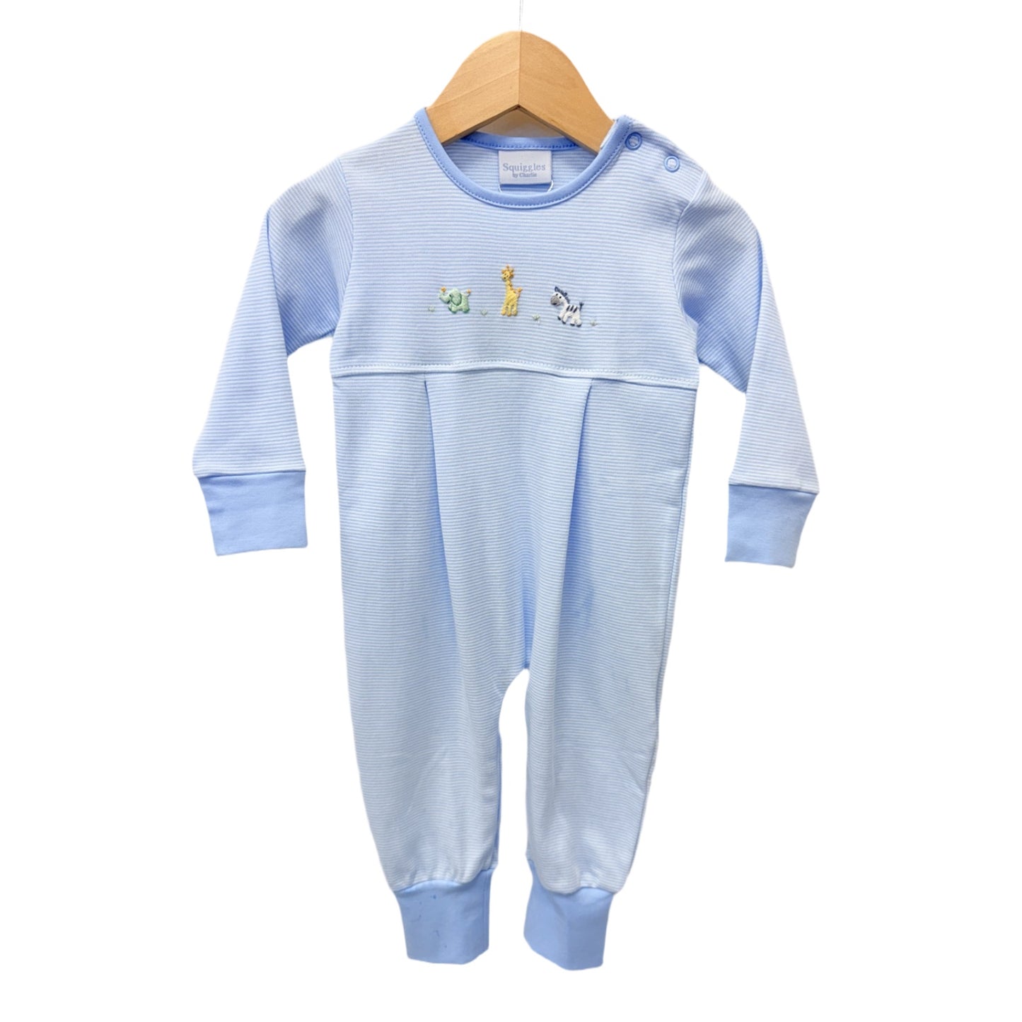Baby Safari Blue Mini Stripe Long Romper