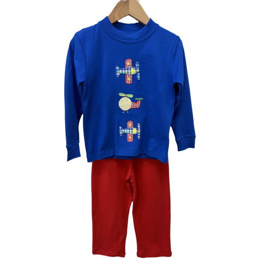 Flight School Blue Top Red Pant Set