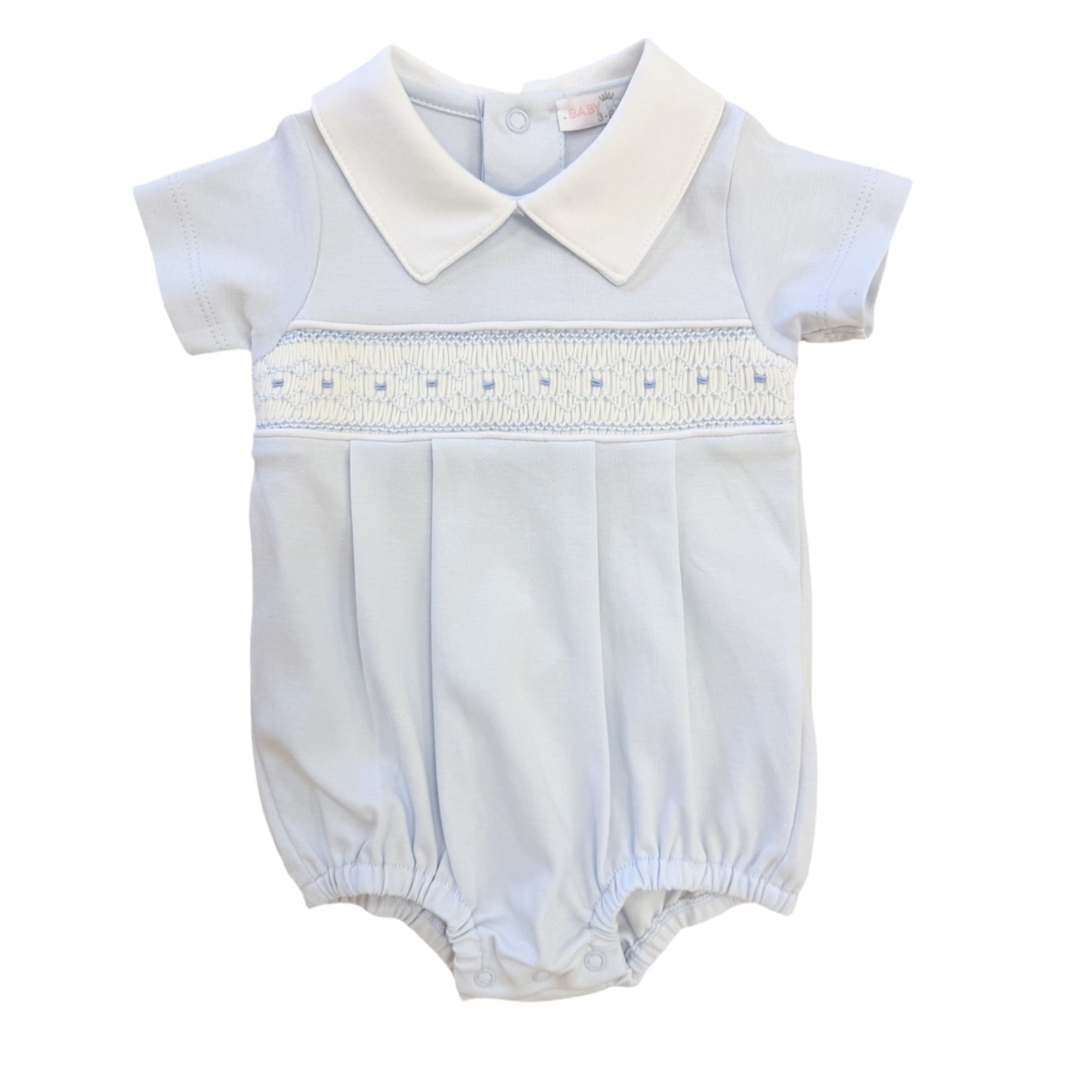 Tim Blue Smocked Pima SS Bubble
