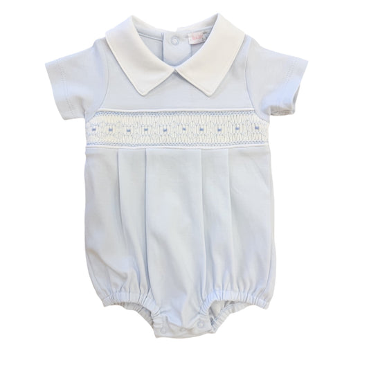 Tim Blue Smocked Pima SS Bubble