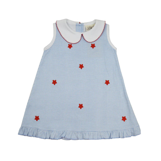 Patriotic Star Embroidered Dress