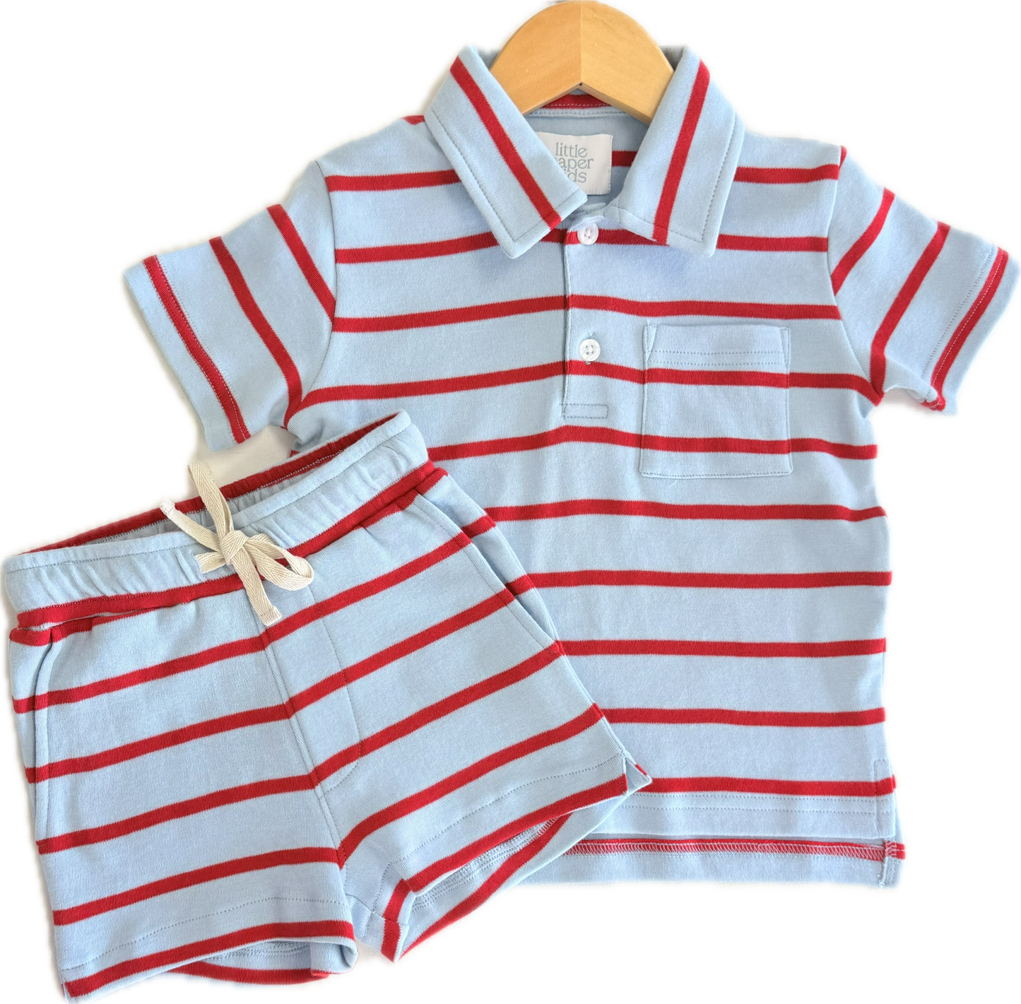 Knit Shorts Blu/Red Stripe