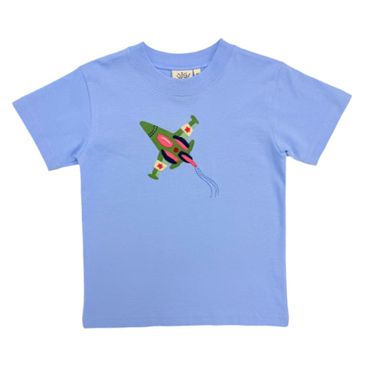 Vintage Fighter Jet Tee - Sky Blue