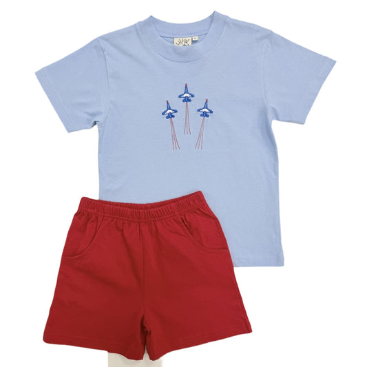 Fighter Jets Blue and Red Short Set