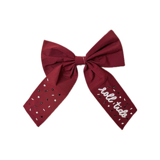 Caviar Cartwheels Long Tail Bow Crimson