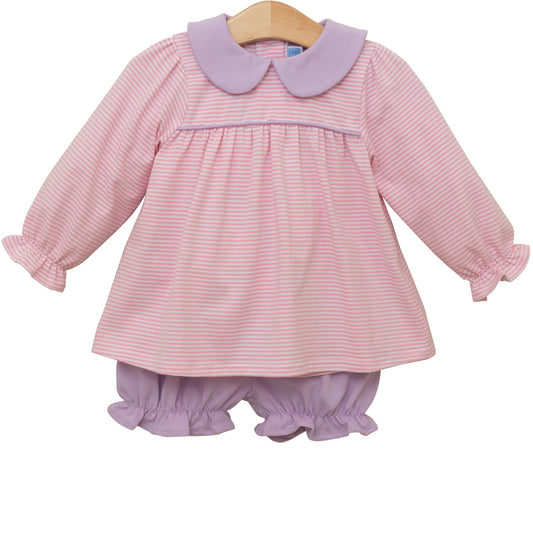 Katherine Bloomer Set - Light Pink Stripe/Lavender