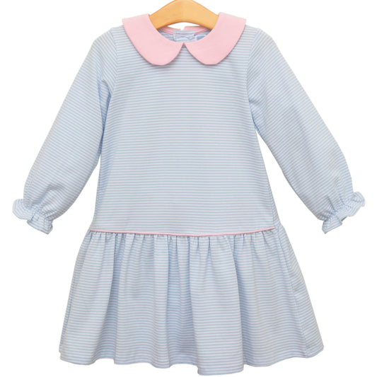 Katherine Dress - Light Blue Stripe/Light Pink