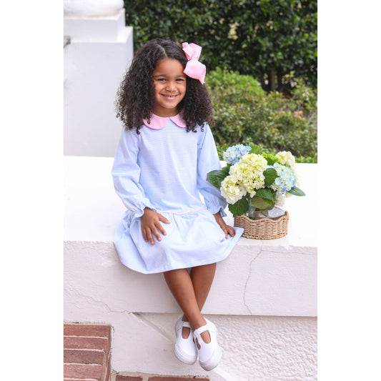 Katherine Dress - Light Blue Stripe/Light Pink