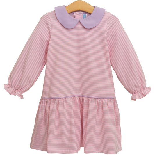 Katherine Dress - Light Pink Stripe/Lavender