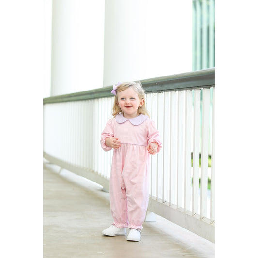 Katherine Romper - Light Pink Stripe/Lavender