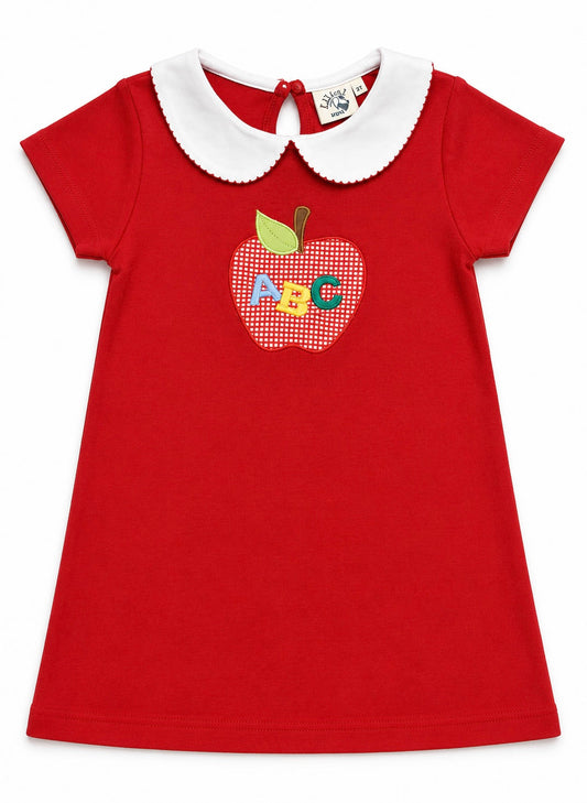 Red ABC Gingham Apple Dress