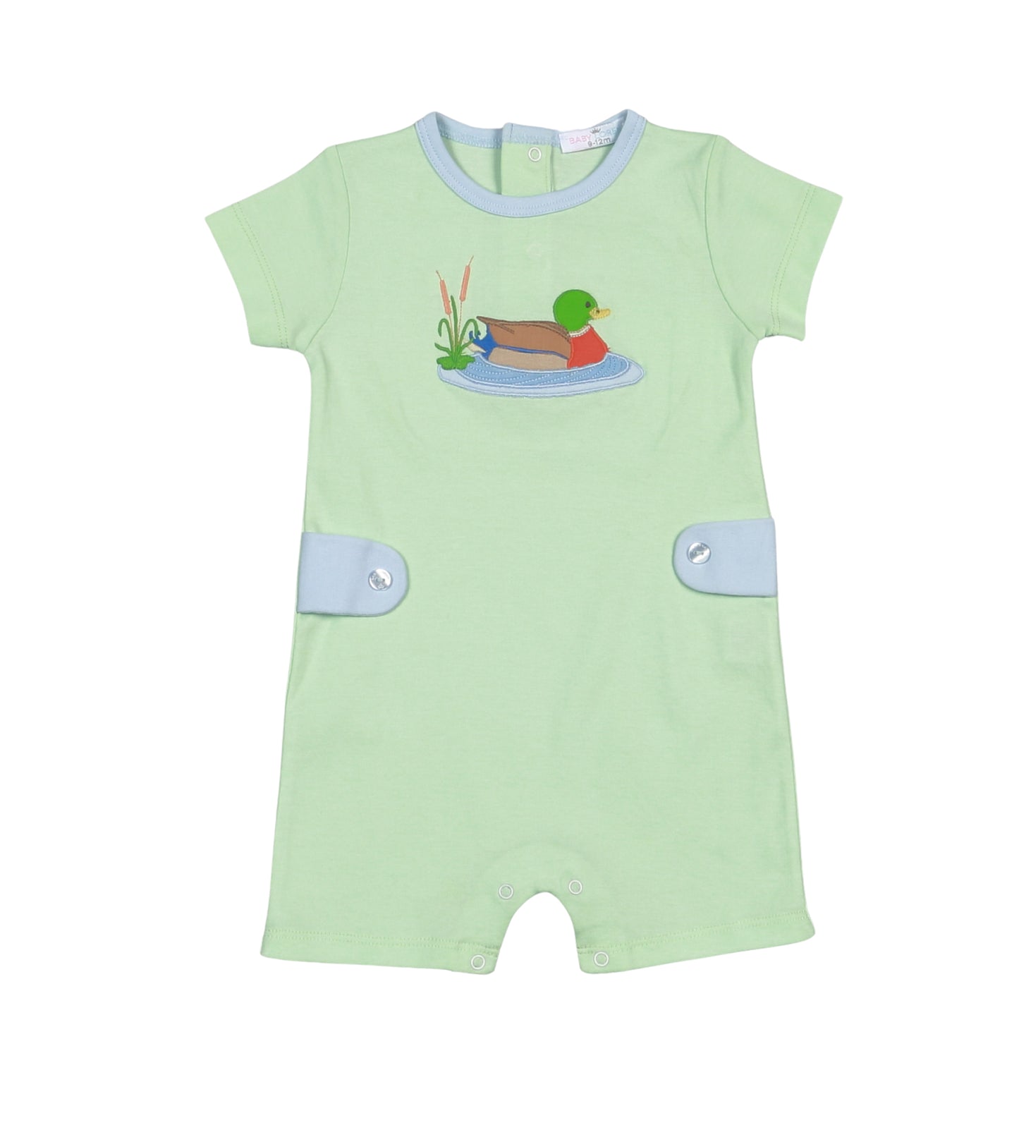 Mallard Applique Green Pima Romper