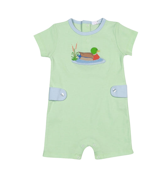 Mallard Applique Green Pima Romper