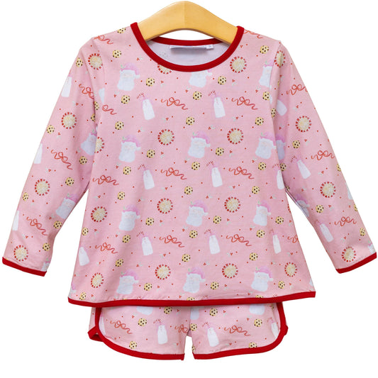 Santa Milk & Cookies Girl Lounge Short Set