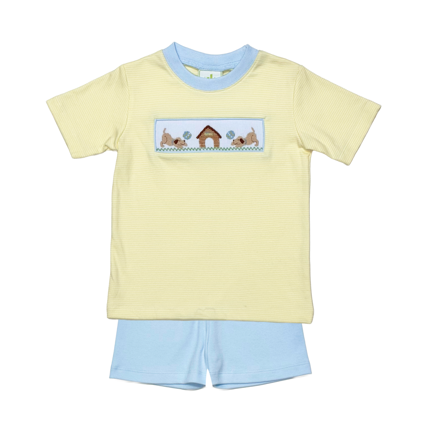 Puppy House Smocked Play Tee & Short Set