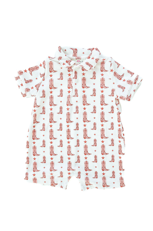 Maroon Boots & Stars Boy Romper