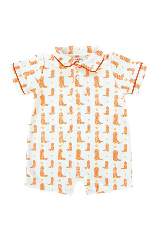 Orange Boots & Stars Boy Romper