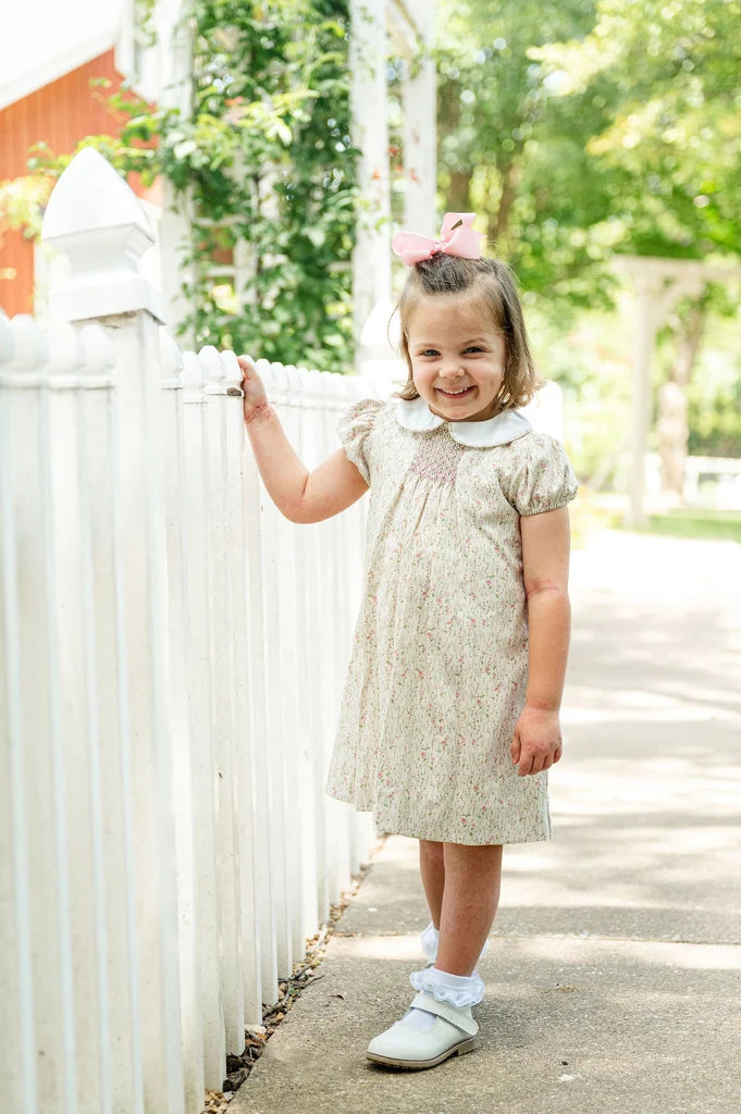 Pink Floral Smocked Woven Sadie Dress