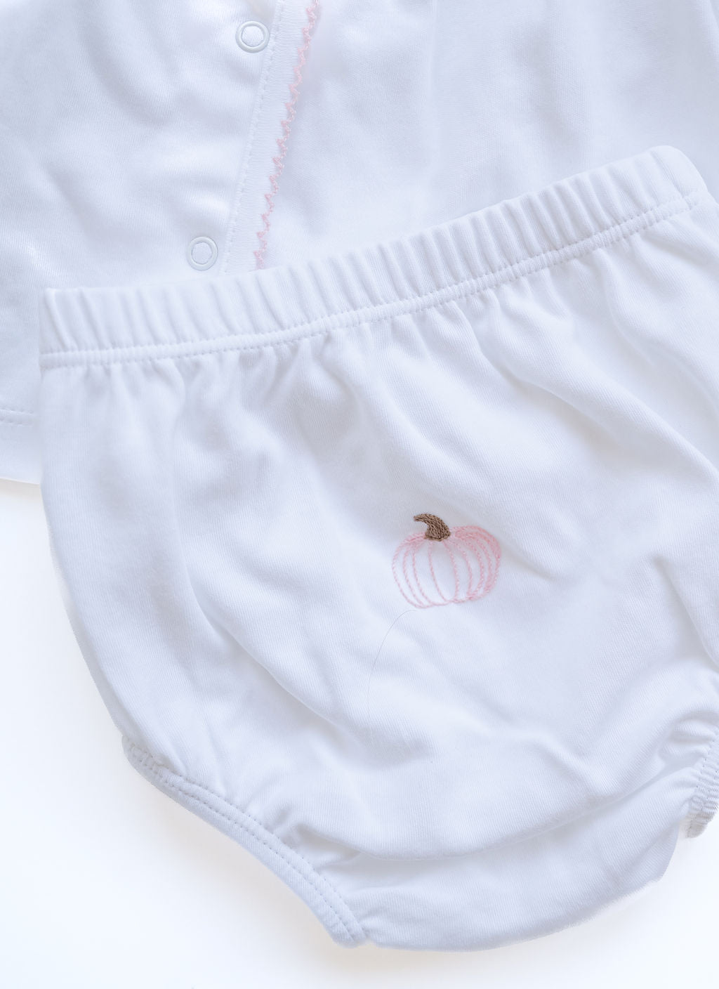 Embroidered Pink Pumpkin Diaper Set