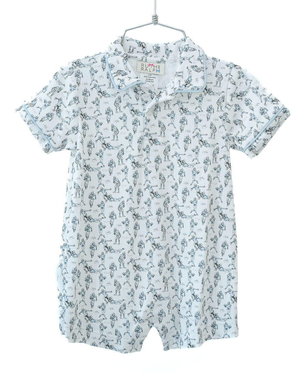 Blue Football Player Boy Romper
