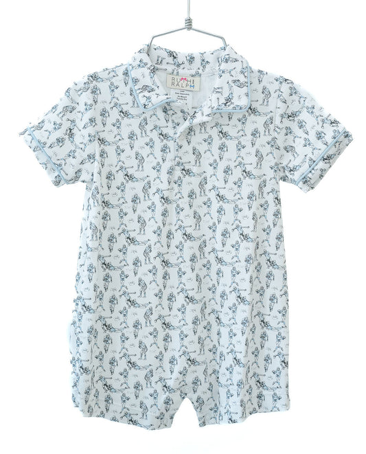 Blue Football Player Boy Romper