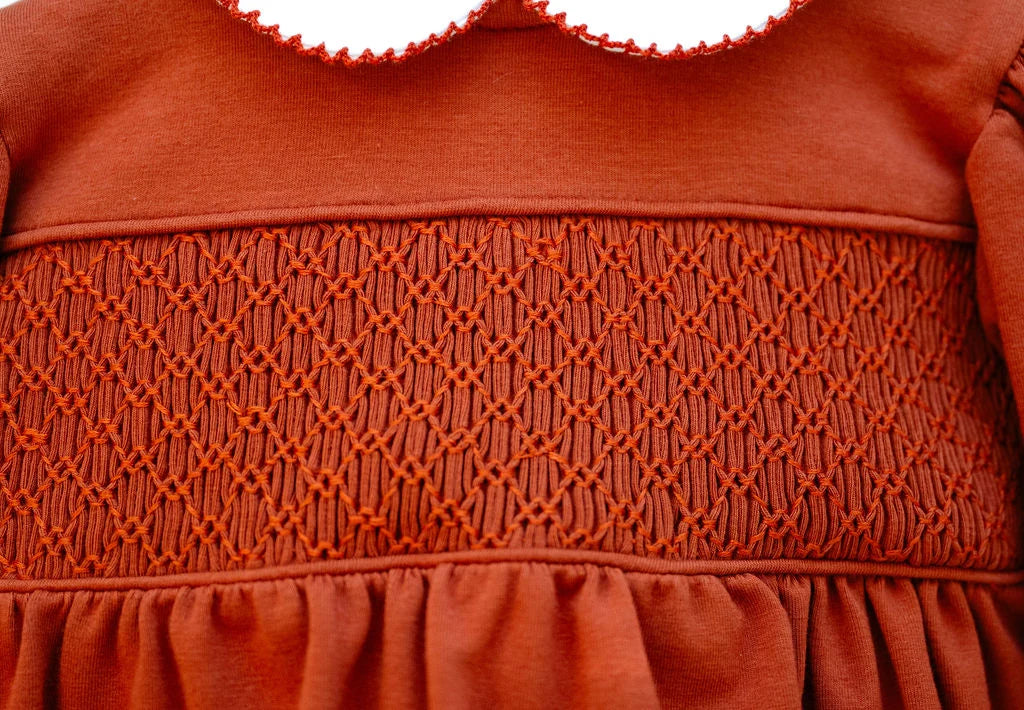 Golden Orange Smocked Pima Dress