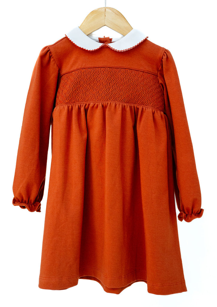Golden Orange Smocked Pima Dress