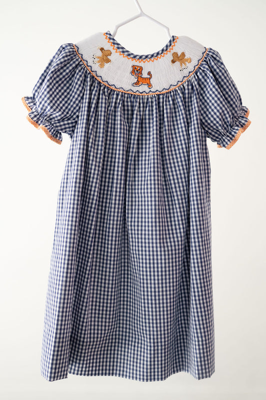 Auburn Checked Smocked Dress