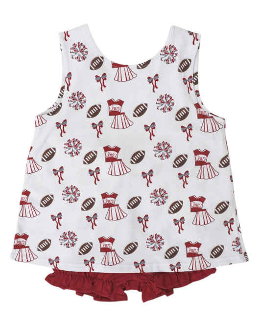 Varsity Dark Red Blaire Bow Back Bloomer Set