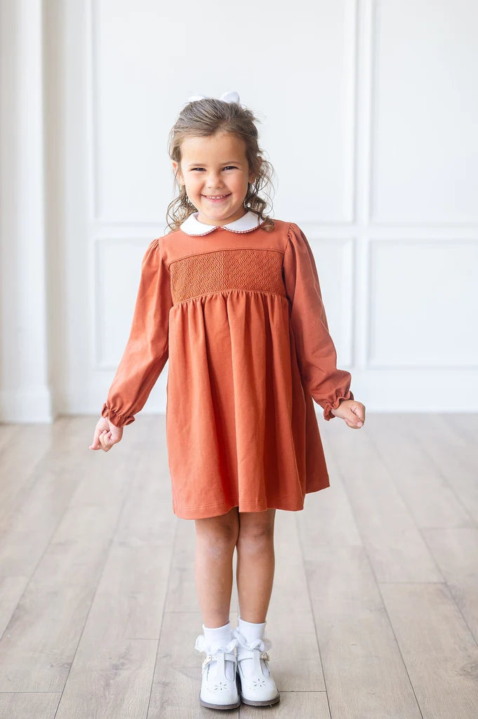 Golden Orange Smocked Pima Dress
