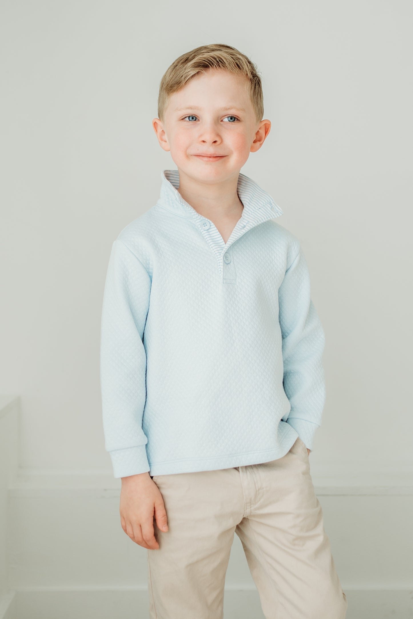 Light Blue Quilted Pullover