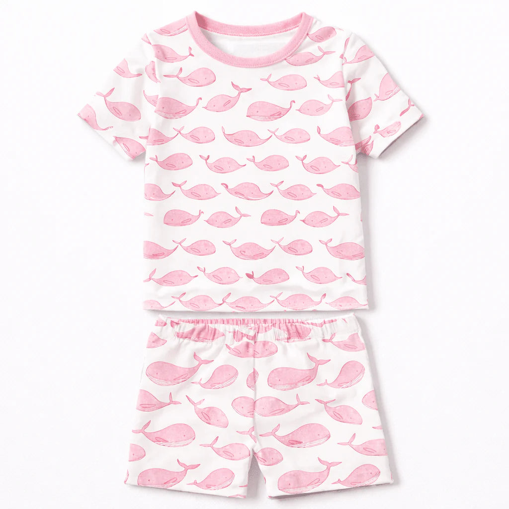 Azure Whales Print Short PJ - Pink