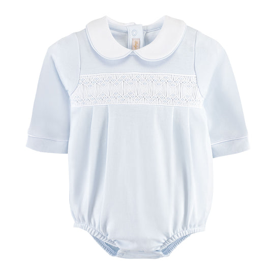 Blue Smocked LS Bubble