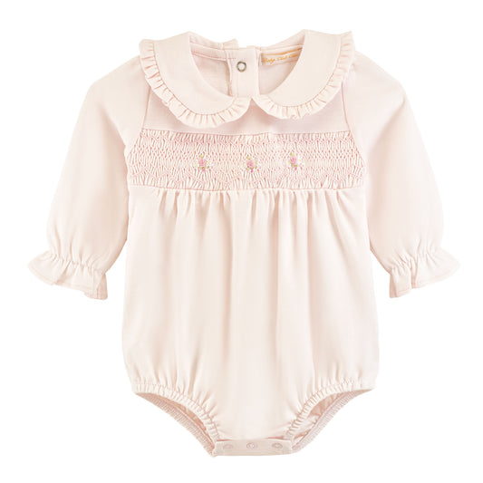 Pink Roses Smocked LS Bubble