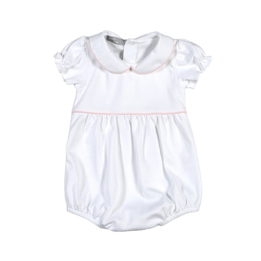 White Pima Bubble Pink Piping