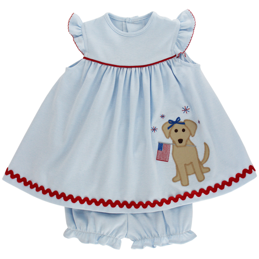 Patriotic Pup Dress with Bloomers