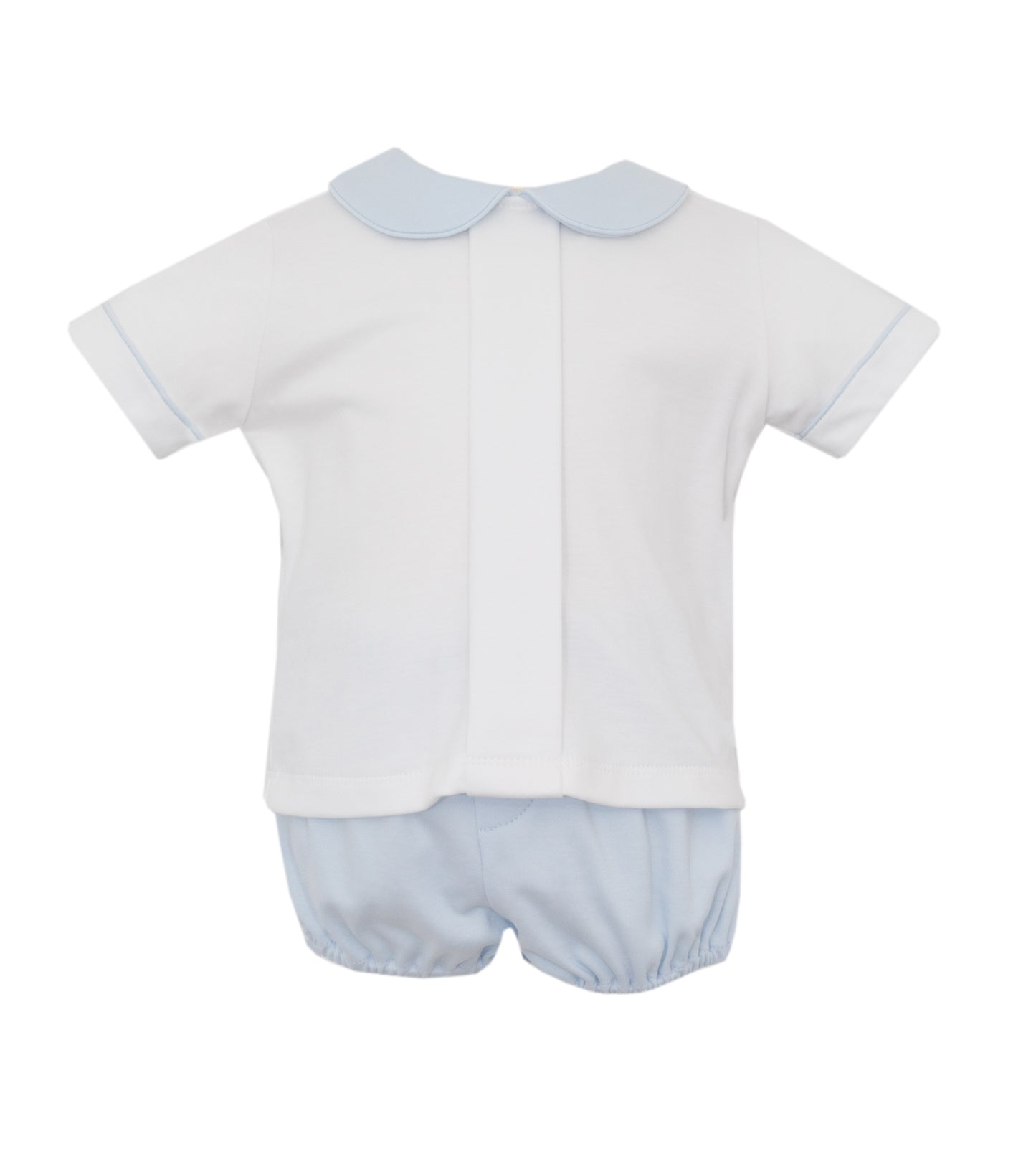 Boy White Blue Knit Bloomer Short Set