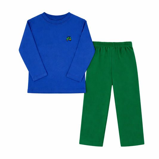 Tractor Blue Tee & Green Pant Set