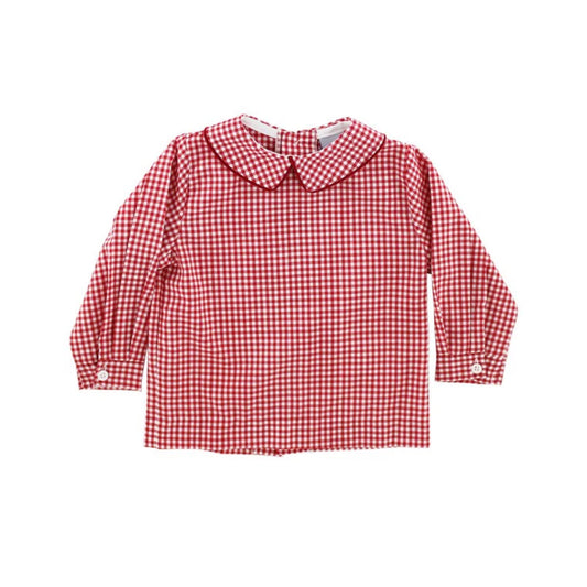 Red Check Boy Piped Shirt