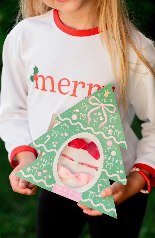 Christmas Tree Bows & Bracelets Gift Set